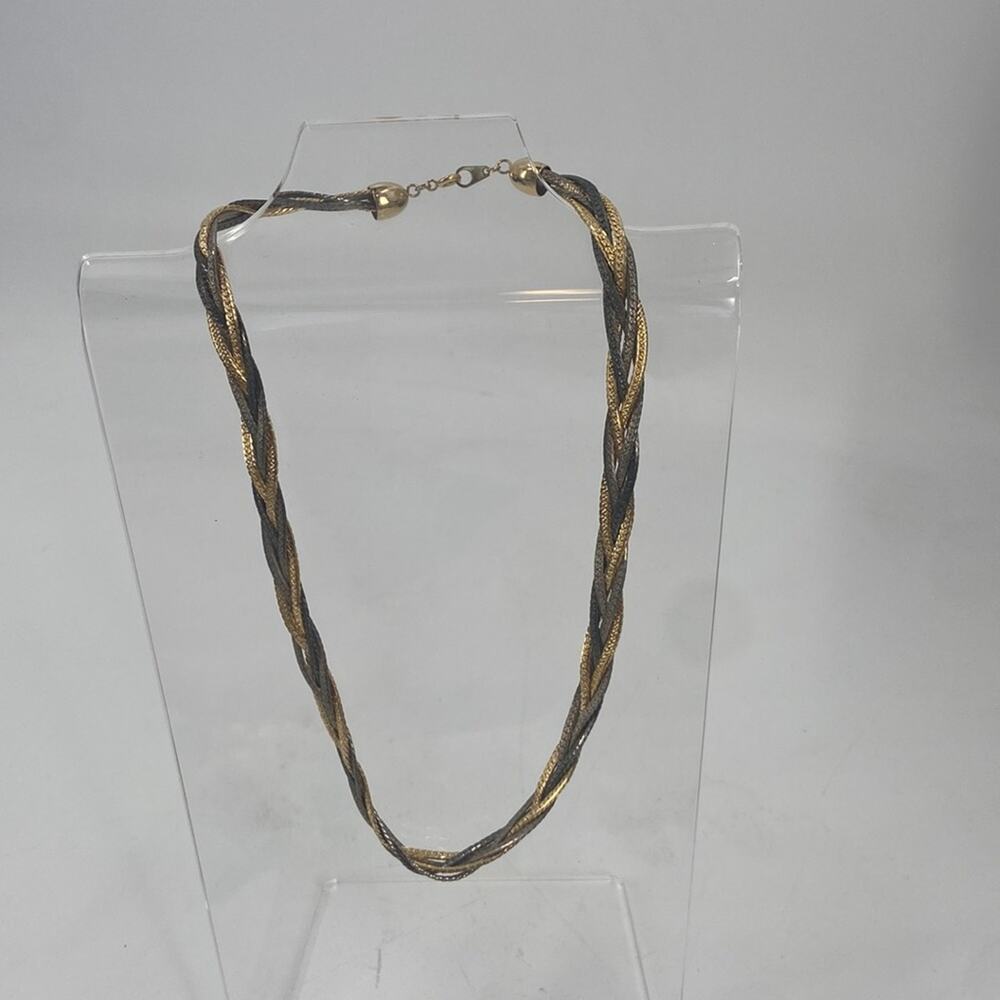 Vintage mixed metal braided chain necklace